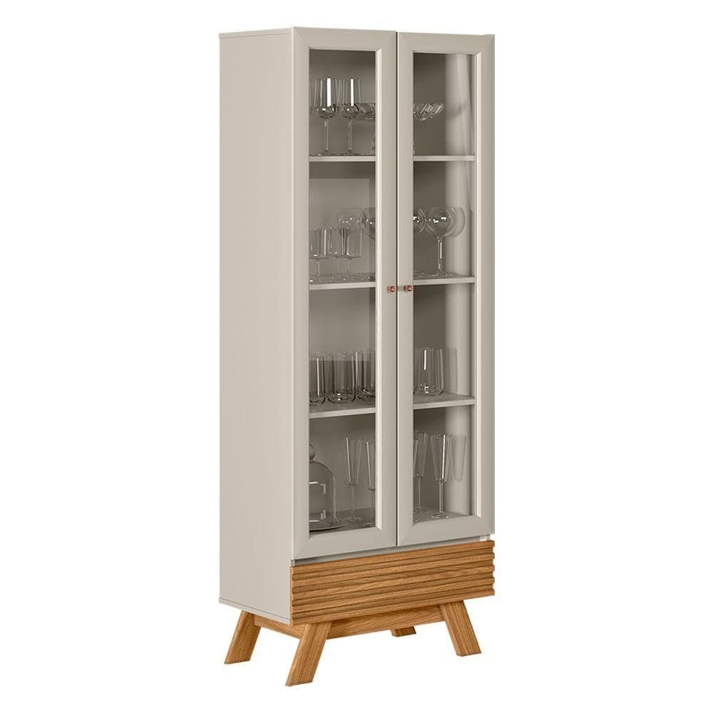 Cristaleira Maju 2 Portas Nature E Off White 71x185 Cm L04 - D`rossi