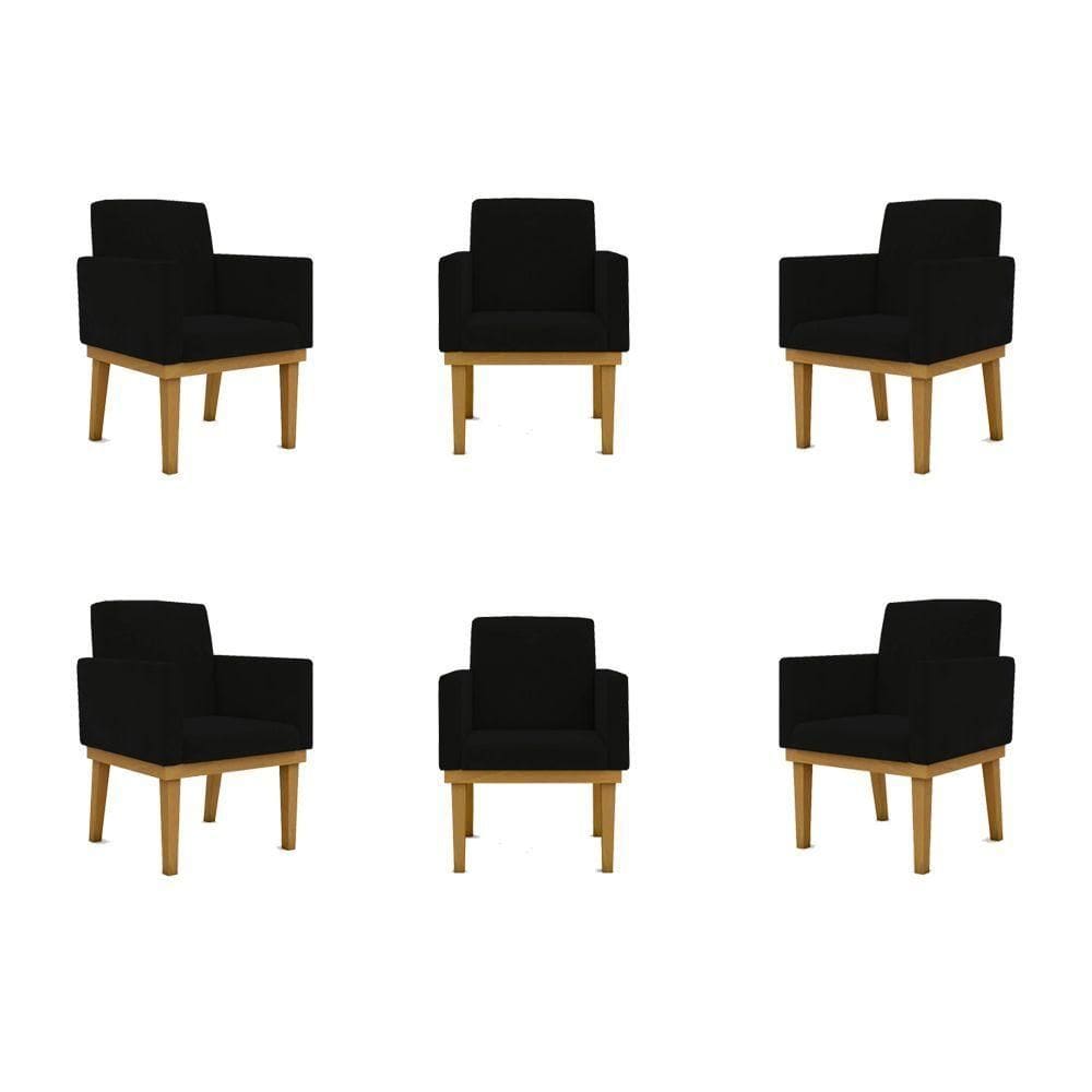 Kit 06 Poltronas Decorativa Reforçada Balaqui Decor Cor:preto
