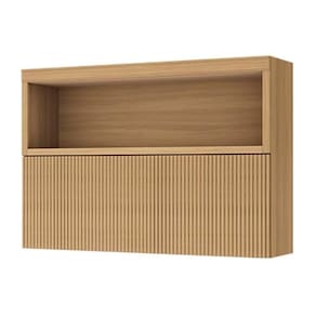 Armário Aéreo P/ Cozinha Marquesa C/ Nicho E 1 Porta Basculante Ripada 120cm Nature - Nesher