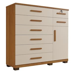 Comoda New Vitoria Quarto Com 8 Gavetas E 1 Porta Cinamomo/off White Cinamomo/off White