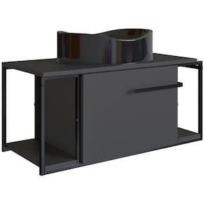 Gabinete Susp E Cuba Marmore Sintetico P1019x941012 Grafite Preto Pp Grafite Preto