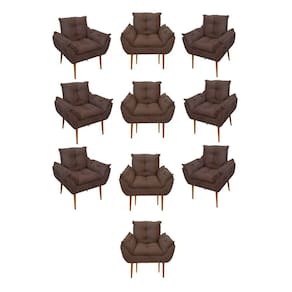 Kit 10 Poltronas Opala Sala Quarto Recepção Salão Suede Cor:marrom