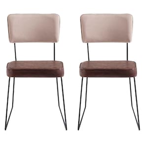 Kit 2 Cadeiras Decorativas F53x1 Corano Marrom Linho Bege Dmobiliario Marrom Bege