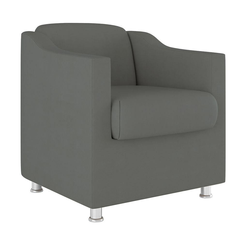 Poltrona Decorativa Com Base Reforçada Sala Quarto Jl Decor Cor:cinza