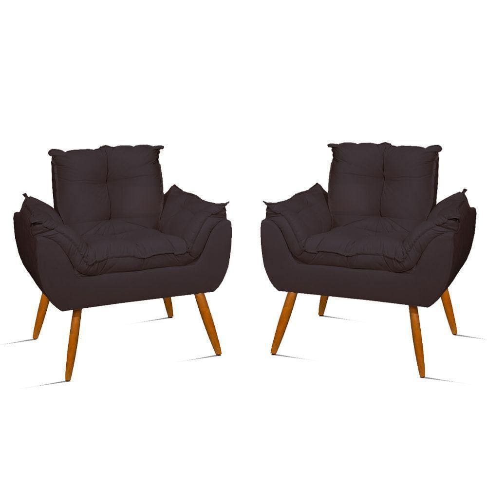 Kit 2 Poltrona Decorativa Opala Para Sala Recepção Luxo Cor:cinza