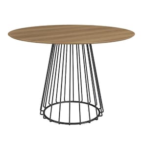 Mesa De Jantar Redonda Durand 136cm - Marrom-preto