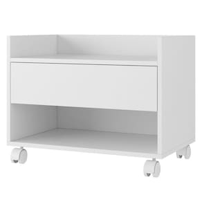 Gabinete Armário Mesa De Cabeceira Multiuso Ivy 60cm 100% Mdf Bp Com 01 Gaveta Branco - Desk Design