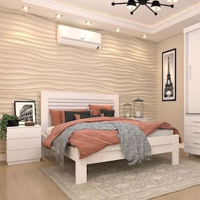 Cama Casal Safira Em Mdf Ripas Multilaminadas Tcil Neve