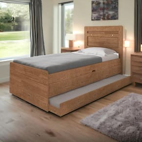 Cama Baú Larissa Solteiro Naturale Com Auxiliar Framar