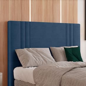Cabeceira Casal 138 Cm London Veludo Azul Soon Azul