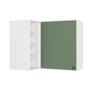Armário Aéreo De Canto Reto Celeste Mdf 1 Porta 4 Nichos