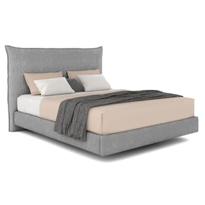 Cama Queen Flutuante Com Cabeceira 160cm Lyra S05 Linho Cinza - Mpozenato