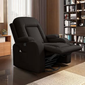 Poltrona Do Papai Reclinável Massagem E Aquecimento Balanço 2 Porta Copos Mark Pu Marrom G31