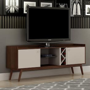Rack Para Tv Até 60 Polegadas 2 Porta Rio De Janeiro Valdemóveis Chocolate/off White