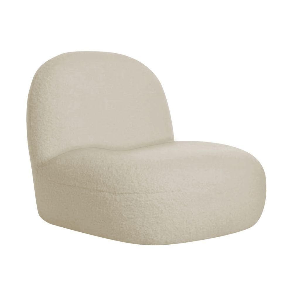 Poltrona Decorativa Sala Quarto Recepção Amsterdã Bouclé - Doce Sonho Móveis Cor Bege