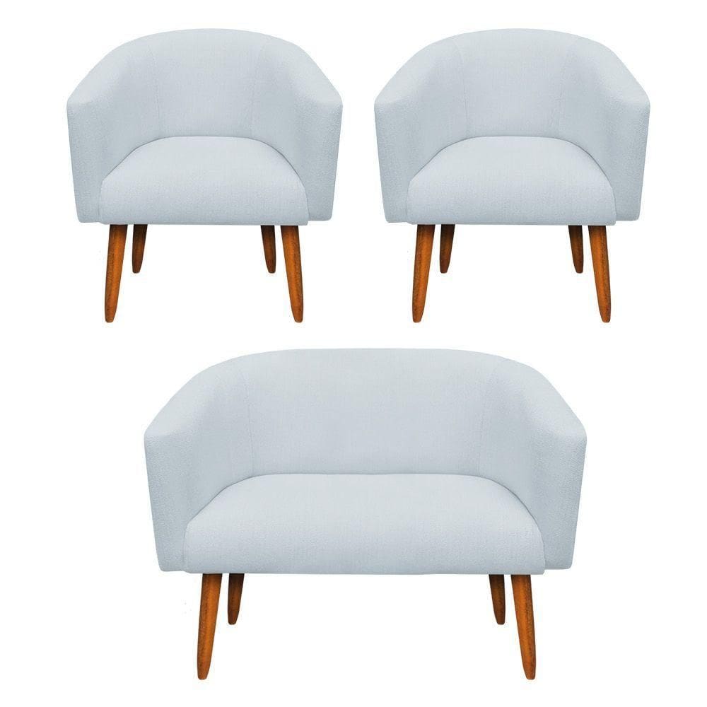 Kit 02 Poltronas E 01 Namoradeira Stella Cinza Claro A05