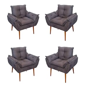 Kit 04 Cadeiras Poltronas De Luxo Opala Sala, Quarto Cor:cinza