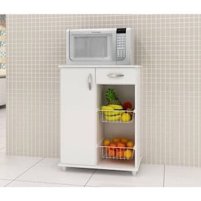 Balcão Com Fruteira 1 Porta E 1 Gaveta Belize Branco Notável Móveis Branco