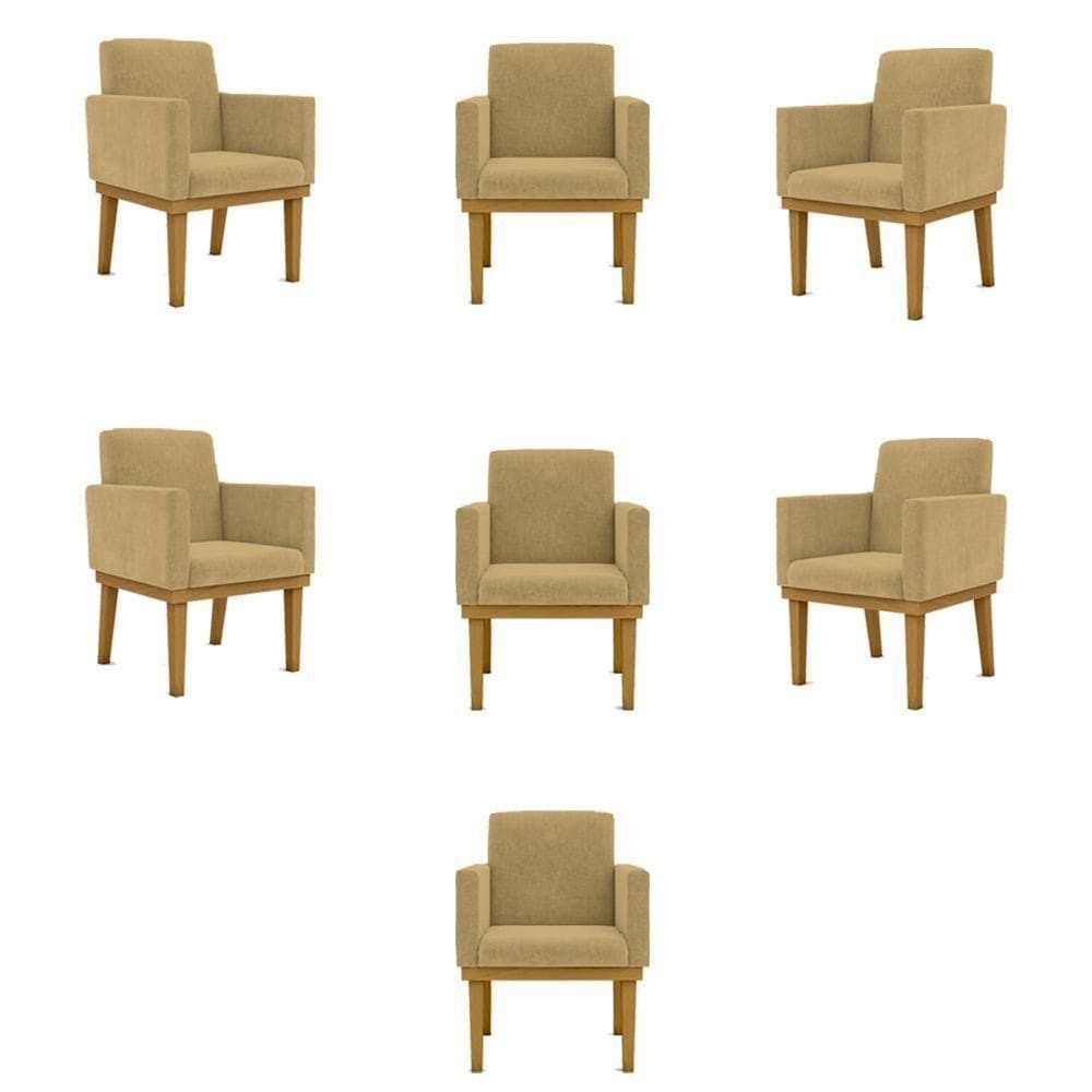 Kit 07 Poltronas Decorativa Reforçadas Sala Balaqui Decor Cor:capuccino