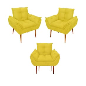 Kit 03 Poltronas Opala Confortável Sala, Quarto Cor:amarelo
