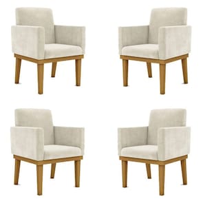 Kit 4 Poltronas Cadeira Reforçada - Escritório Recepção Bege Cor:bege