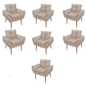 Kit 07 Poltronas Decorativas Opala Retro Consultório Suede Cor:bege