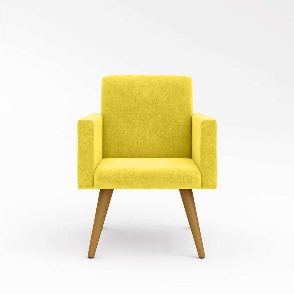 Kit 06 Poltronas Nina Decorativa Para Recepção Balaqui Decor Cor:amarelo