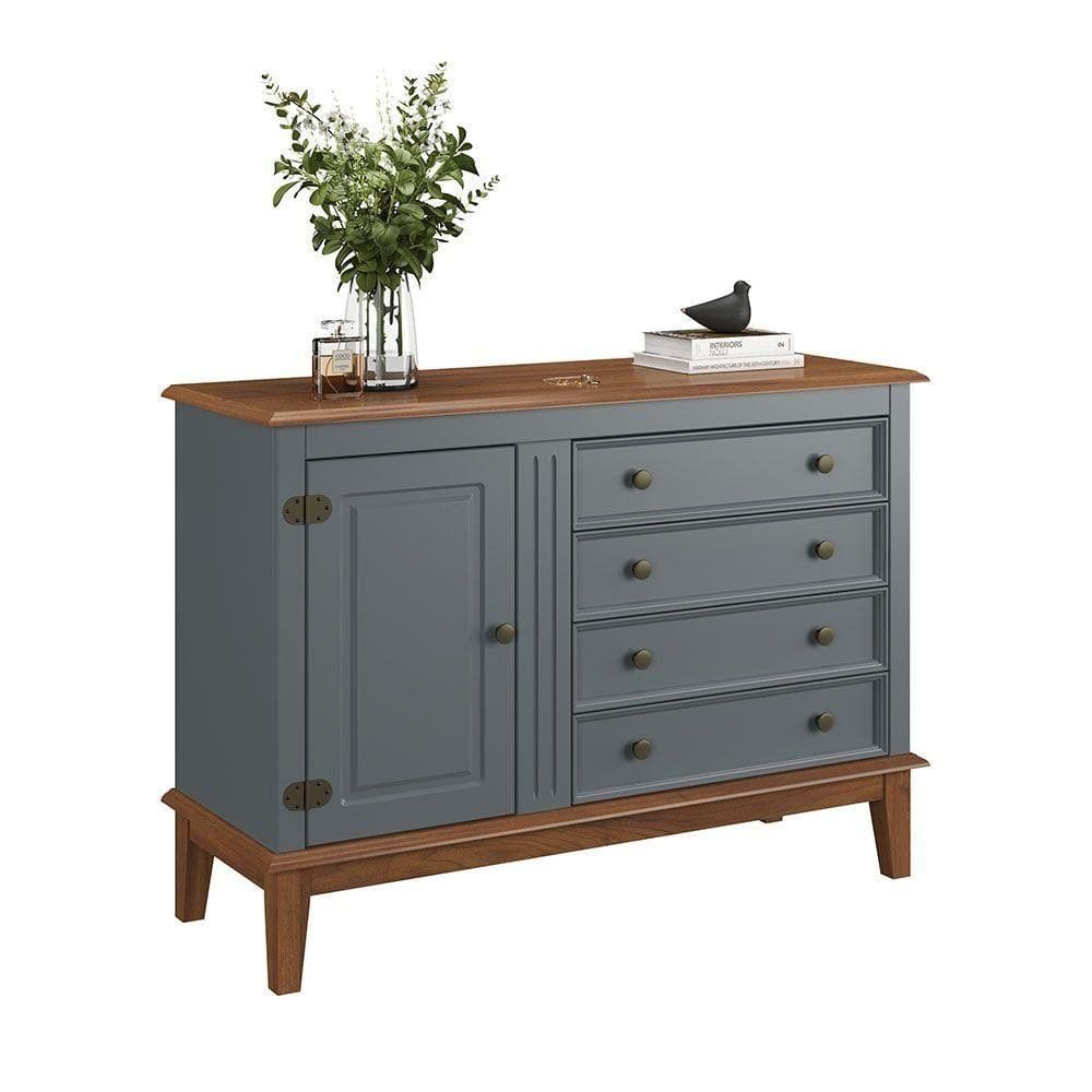 Cômoda 4 Gavetas + 1 Porta - Cinza