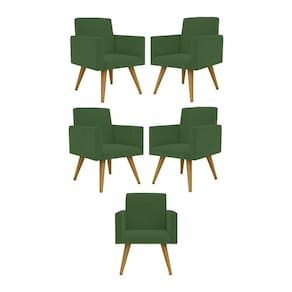 Kit 05 Cadeiras Poltronas Decorativa - Escritório - Recepção Cor:verde