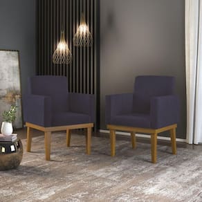 Kit 2 Poltronas Courino Cadeira Com Base Reforçada Courino Preto Cor:courino Cinza