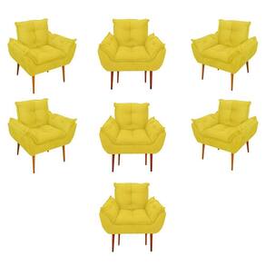 Kit 07 Poltronas Decorativas Opala Retro Consultório Cor:amarelo