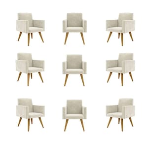 Kit 09 Poltronas Nina Decorativa Para Recepção Balaqui Decor Cor:bege