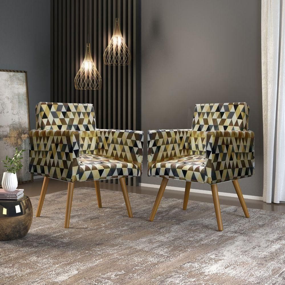 Kit 03 Poltronas Decorativas Sala Estampada