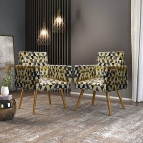 Kit 03 Poltronas Decorativas Sala Estampada