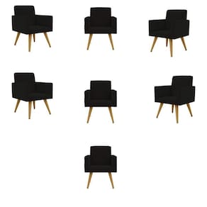 Kit 07 Cadeiras Poltronas Decorativa - Escritório - Recepção Cor:preto