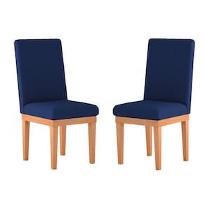 Kit 02 Cadeiras Estofadas Para Mesa De Jantar Balaqui Decor Cor:azul Marinho