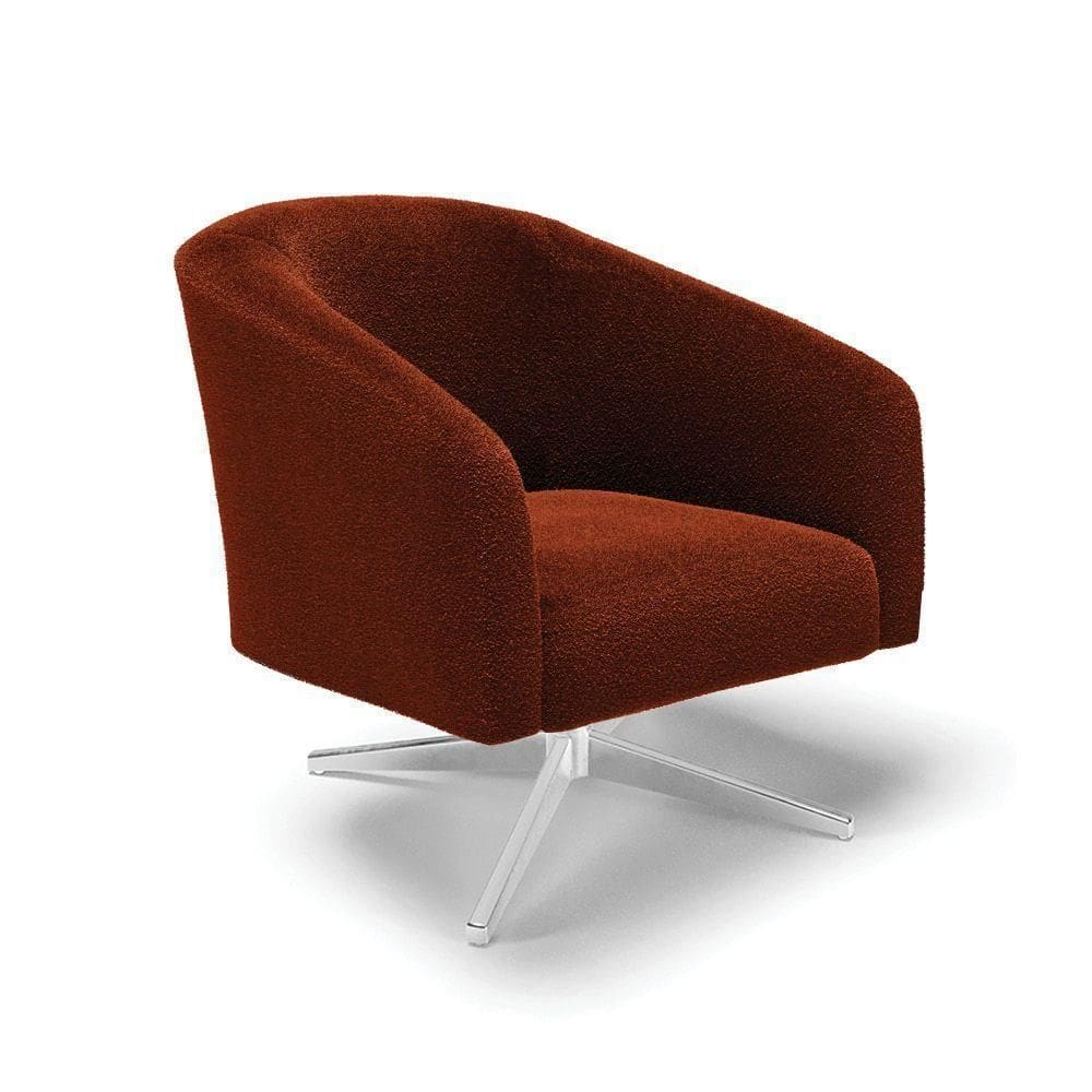 Poltrona Giratória Stella Bouclê Base Cromada - D`rossi Cor Terra
