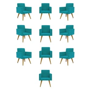 Kit 10 Cadeiras Poltronas Decorativa - Escritório - Recepção Cor:azul-turquesa