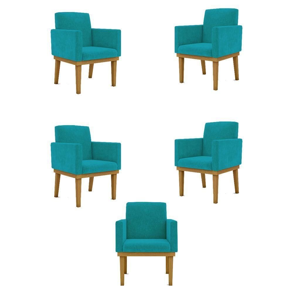 Kit 05 Poltronas Decorativa Reforçada Balaqui Decor Azul Turquesa