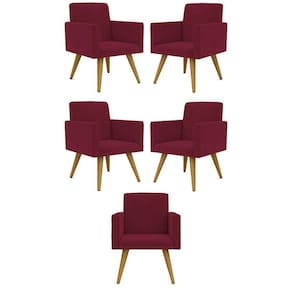 Kit 05 Poltronas Nina Decorativa Para Recepção Balaqui Decor Cor:marsala