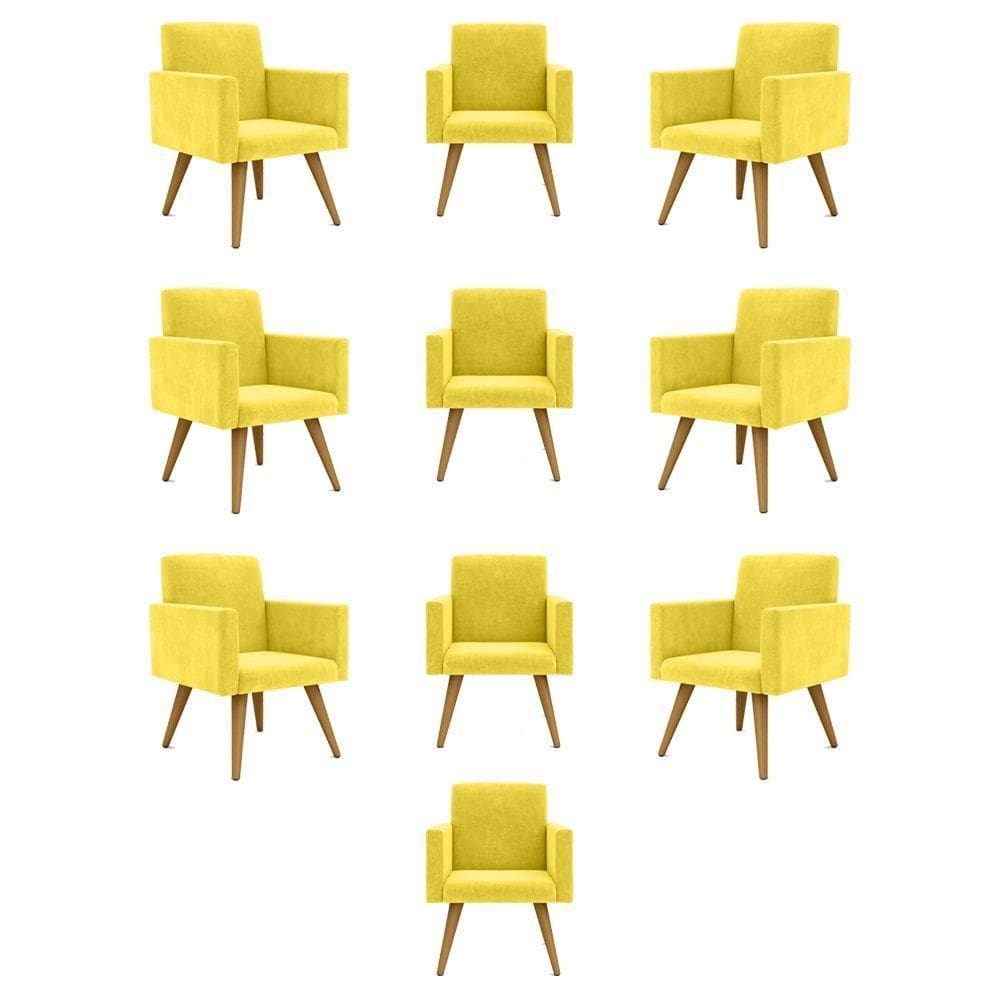 Kit 10 Cadeiras Poltronas Decorativa - Escritório - Recepção Cor:amarelo