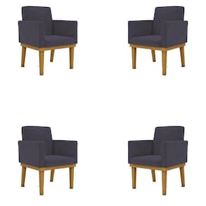 Kit 04 Poltronas Decorativa Reforçada Mesa Cozinha Cor:cinza