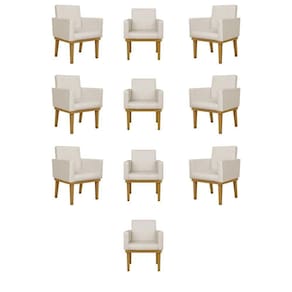 Kit 12 Cadeiras Poltrona Com Base Recepção Courino Bege