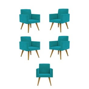 Kit 05 Poltronas Nina Decorativa Para Recepção Balaqui Decor Cor:azul-turquesa