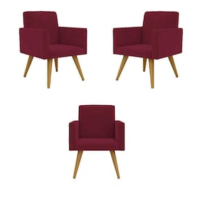 Kit 03 Poltronas Nina Decorativa Para Recepção Cor Marsala Cor:marsala