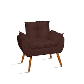 Poltrona Decorativa Opala Pés Palito - Sala, Recepção Marrom Cor:marrom