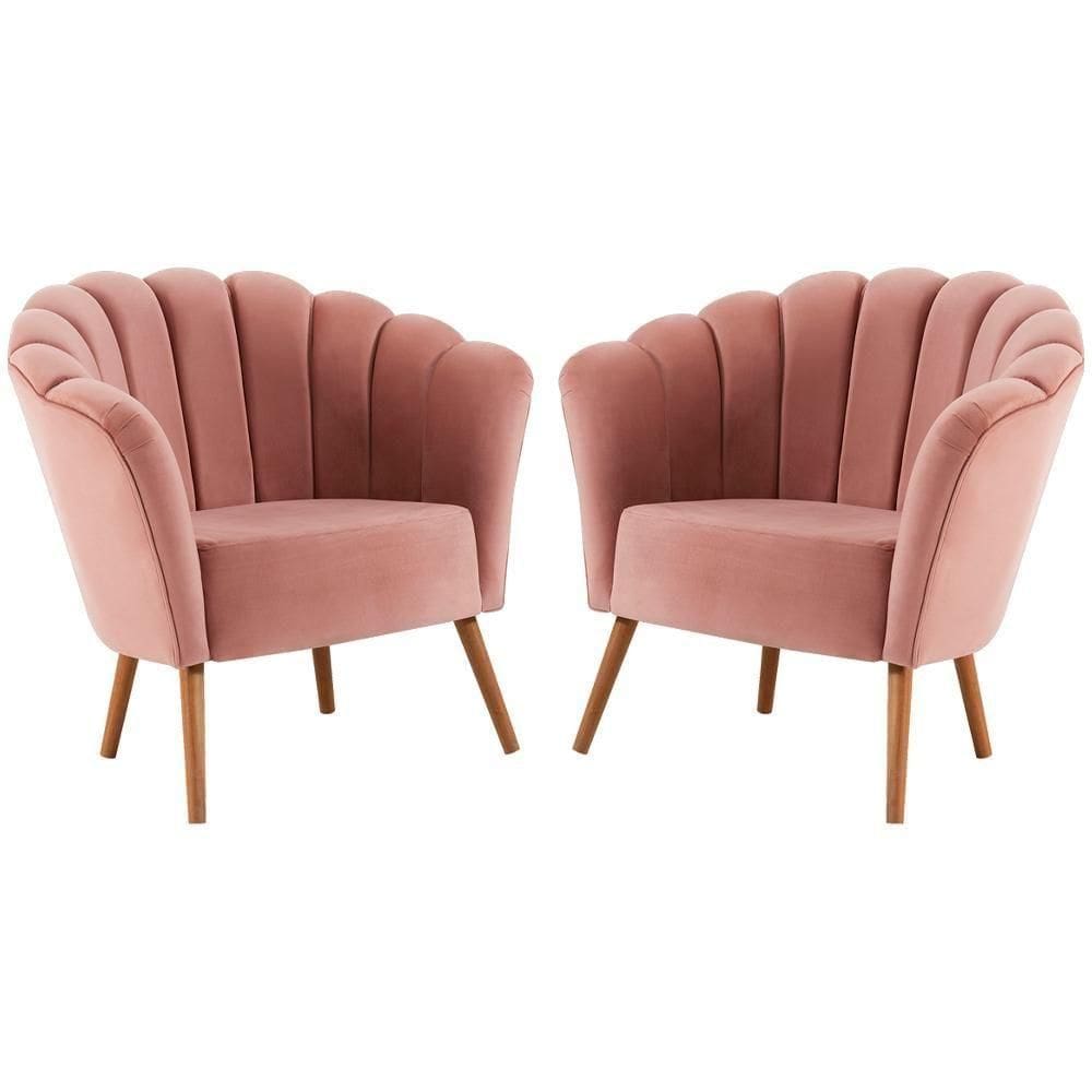 Kit 2 Poltronas Decorativas Pes Tauari 7048 Veludo Rosa Dmobiliario Rosa