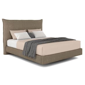 Cama Casal Flutuante Com Cabeceira 140cm Lyra S05 Linho Marrom - Mpozenato