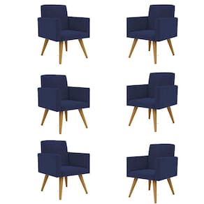 Kit 06 Cadeiras Poltronas Decorativa - Escritório - Recepção Cor:azul Marinho