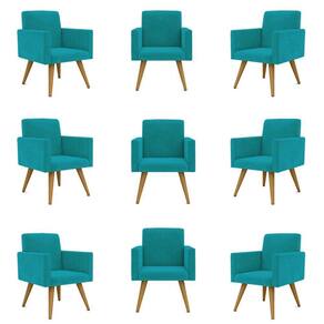 Kit 09 Poltronas Nina Decorativa Para Recepção Balaqui Decor Cor:azul Turquesa